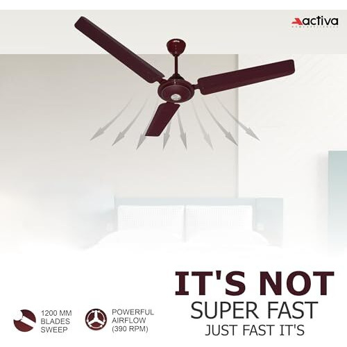 Activa 390 Rpm 1200Mm High Speed Bee Approved 5 Starss Rated Apsra Brown Ceiling Fan