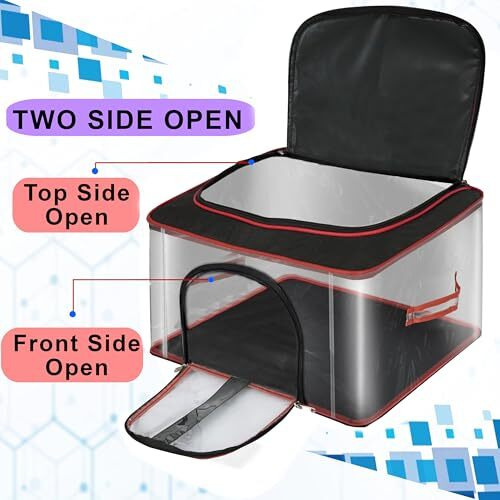 Storite 2 Pack Nylon 33 L Pvc Transparent Clothes Storage Bags/Saree Covers With Zip For Storage Specially Design For Woman Dresses,Sarees,Lehngas For Wardrobe Organizer(Redblack, 45 X30X26 Cm)