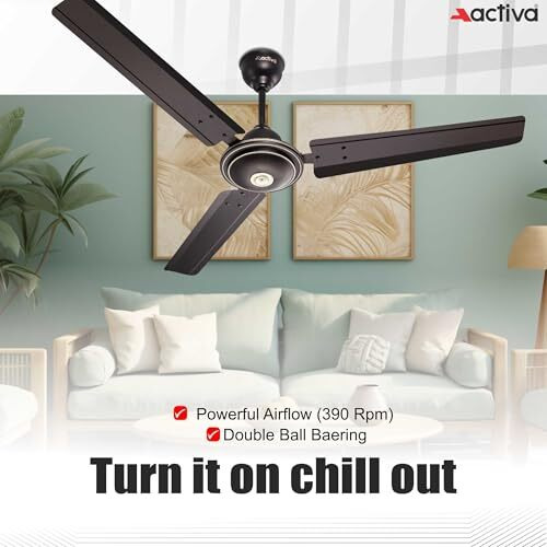 Activa 1200Mm Ceiling Fan, 390 Rpm High Speed Air Delivery, Anti Dust Coating, Apsra Ceiling Fan With 2 Years Warranty - Smoke Brown