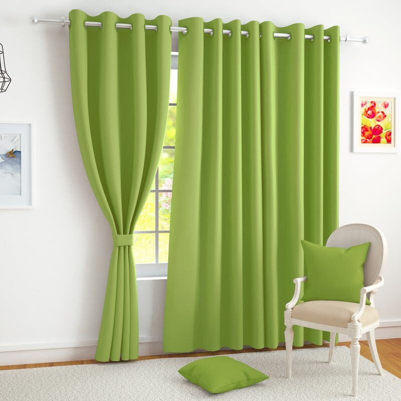 Story@Home Customisable Blackout Curtains 4 To 9 Feet Long Room Darkening, Noise Reducing, Window,Door, Long Door Curtain Plain,Forest Green, 100% Opacity