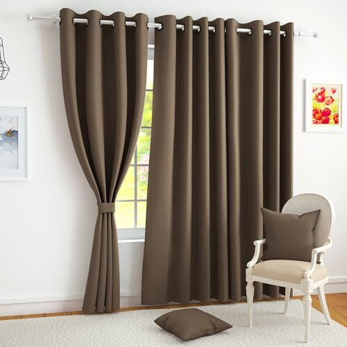 Story@Home Blackout Semi Long Door Curtains 8 Feet Set Of 2 | Solid Print | 97% Room Darkening | Thermal Insulated | Curtain For Living Room | (116 X 242 Cm, Copper Brown) | Perfect For Home Decor