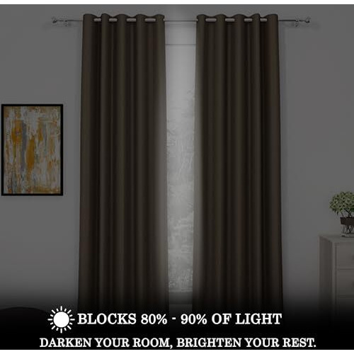 Story@Home Blackout Semi Long Door Curtains 8 Feet Set Of 2 | Solid Print | 97% Room Darkening | Thermal Insulated | Curtain For Living Room | (116 X 242 Cm, Copper Brown) | Perfect For Home Decor