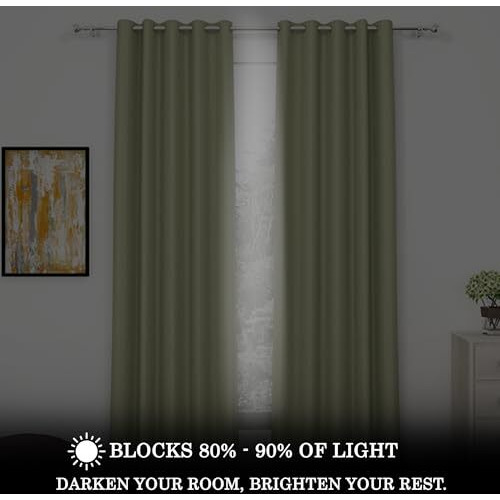 Story@Home Blackout Window Curtains 5 Feet Set Of 2 | Plain Printed | 71% Room Darkening | Thermal Insulated Curtains | Curtain For Living Room | (116 X 152 Cm, Light Green) | Perfect For Home Decor