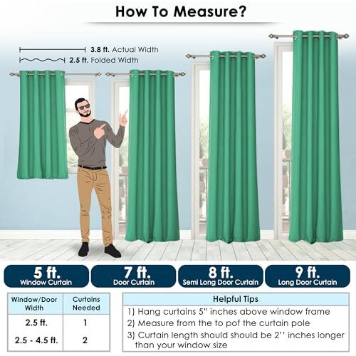 Story@Home Customisable Blackout Curtains 4 To 9 Feet Long Room Darkening, Noise Reducing, Window,Door, Long Door Curtain Plain,Teal, 100% Opacity