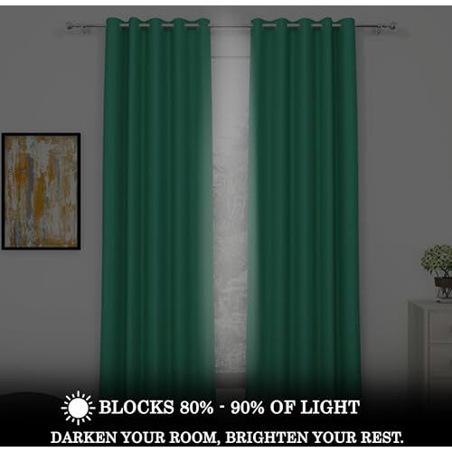 Story@Home Customisable Blackout Curtains 4 To 9 Feet Long Room Darkening, Noise Reducing, Window,Door, Long Door Curtain Plain,Teal, 100% Opacity