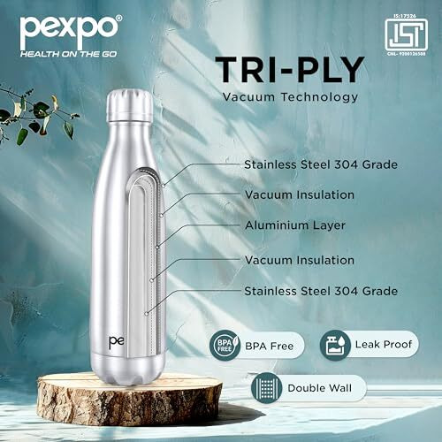 Pexpo Electro Pro Hot & Cold Isi Certified | Stainless Steel Water Bottle - 500Ml Silver | Thermoflask | Office Bottle | Workout | Travelling | Home | Rcb Edition