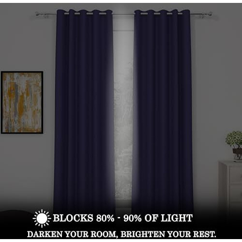 Story@Home Blackout Door Curtains 7 Feet Set Of 1 | Plain Design | 85% Room Darkening | Thermal Insulated Curtains | Curtain For Living Room | (116 X 215 Cm, Violet) | Perfect For Home Decor