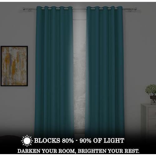 Story@Home Blackout Semi Long Door Curtains 8 Feet Set Of 2 | Solid Print, 95% Room Darkening, Thermal Insulated Curtains | Curtain For Living Room, (116 X 242 Cm, Ocean Blue) | Perfect For Home Decor