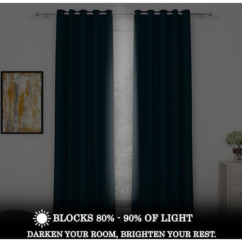 Story@Home Blackout Long Door Curtains 9 Feet Set Of 2 | Solid Print, 97% Room Darkening, Thermal Insulated Curtains | Curtain For Living Room | (116 X 275 Cm, Dark Teal Blue) | Perfect For Home Decor