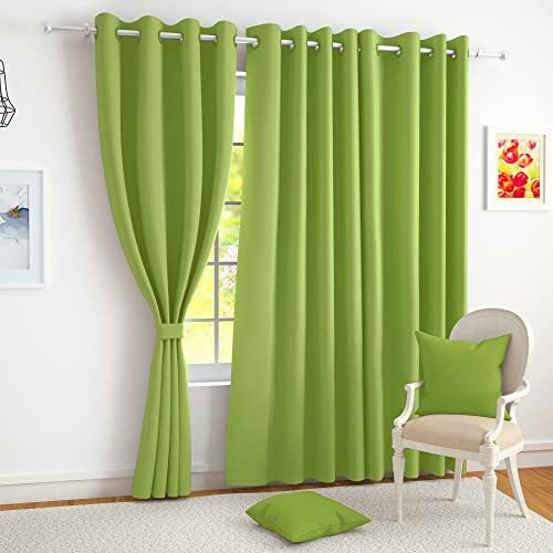 Story@Home Blackout Door Curtains 7 Feet Long Set Of 2 | Plain Design | Thermal Insulated Curtains | Room Darkening | Curtains For Living Room | (116 X 215 Cm, Green) | Perfect For Home Decor