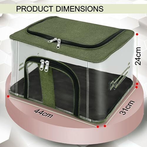 Storite 2 Pack Nylon 33 L Pvc Transparent Moisture Proof Storage Box For Clothes Closet Wardrobe Organizer For Clothes Saree Bags With Carry Handle - (Darkgreen, 44 X 31 X 24 Cm)