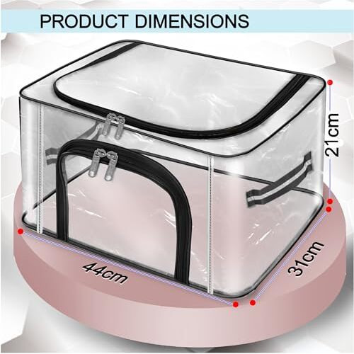 Storite 2 Pack 28 L Transparent Pvc Wardrobe Bag Underbed Moisture Proof Cloth Storage Organizer, Storage Box For Clothes Saree Bags With Zippered Closure & Handle (44 X 31 X 21 Cm)