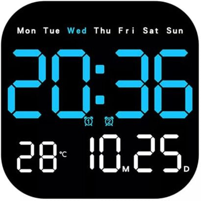 Cbk Digital Alarm Wall Clock Table Clock, 9 Inch Led Clock With Date And Temperature,Auto Dimming, Day Of Week, Remote Control, Perfect For Home Office Table Desk, Living Room