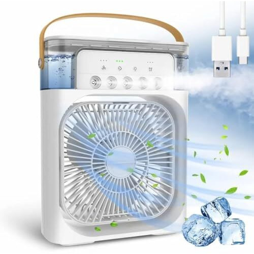Portable Air Conditioners - Small Ac Quiet Personal Air Cooler,Usb Powered Mini Desktop Cooling Misting Fan, 1 | 2 | 3 Timer 3 Smart Speeds,360Adjustment Office, Home,Code Room,Delivery