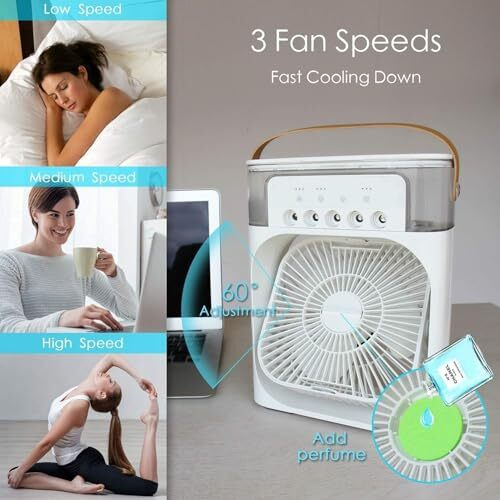 Portable Air Conditioners - Small Ac Quiet Personal Air Cooler,Usb Powered Mini Desktop Cooling Misting Fan, 1 | 2 | 3 Timer 3 Smart Speeds,360Adjustment Office, Home,Code Room,Delivery