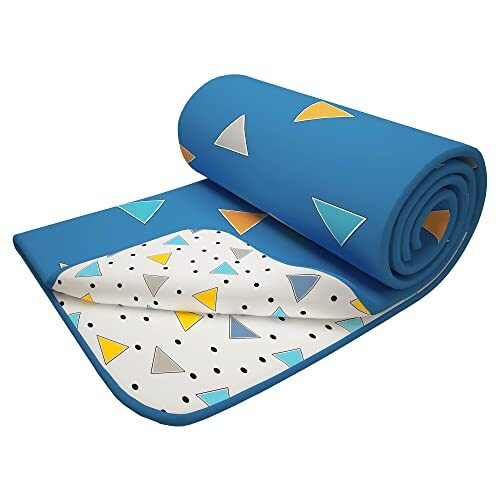 Story@Home Dohar Blanket Double Bed | 100% Cotton Blanket | 150Gsm Quilt | 225 X240 Cm Reversible | Soft & Cozy Ac Comforter Double Bed | Blue & Yellow | Geometric Design Duvet | Ideal For Gifting