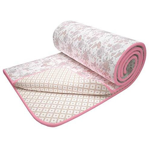 Story@Home Dohar Double Bed Cotton 100% | 150Gsm Quilt Blanket For Summer | 225 X240 Cm Reversible And Cozy Ac Comforter Double Bed | Baby Pink & White | Floral Design Duvet | Ideal For Gifting