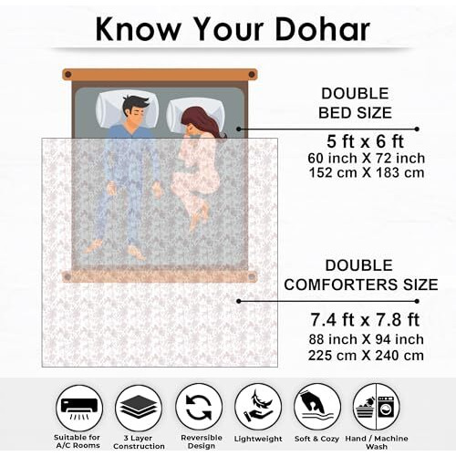 Story@Home Dohar Double Bed Cotton 100% | 150Gsm Quilt Blanket For Summer | 225 X240 Cm Reversible And Cozy Ac Comforter Double Bed | Baby Pink & White | Floral Design Duvet | Ideal For Gifting