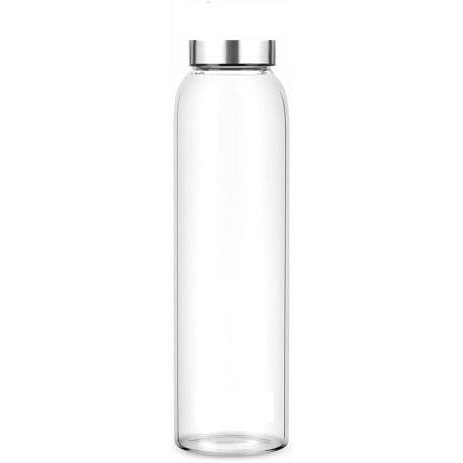 Brezzycloud Glass Fridge Water Bottle With Steel Cap | Leak Proof & Detox Water Bottle Glass | Wide Mouth & Easy To Clean | Best Usage For Office/School/College | Set Of 6, 800Ml | Clear