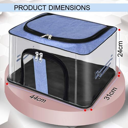 Storite 5 Pack Nylon 33 L Pvc Transparent Clothes Storage Bags/Saree Covers With Zip For Storage Specially Design For Woman Dresses,Sarees,Lehngas For Wardrobe Organizer(Skyblue, 44 X31X24 Cm)
