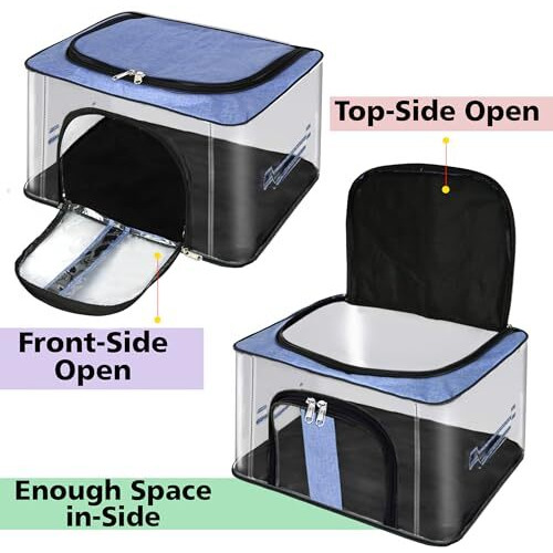 Storite 5 Pack Nylon 33 L Pvc Transparent Clothes Storage Bags/Saree Covers With Zip For Storage Specially Design For Woman Dresses,Sarees,Lehngas For Wardrobe Organizer(Skyblue, 44 X31X24 Cm)