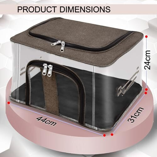 Storite 2 Pack Nylon 33 L Pvc Transparent Moisture Proof Storage Box For Clothes Closet Wardrobe Organizer For Clothes Saree Bags With Carry Handle - (Brown, 44 X 31 X 24 Cm)