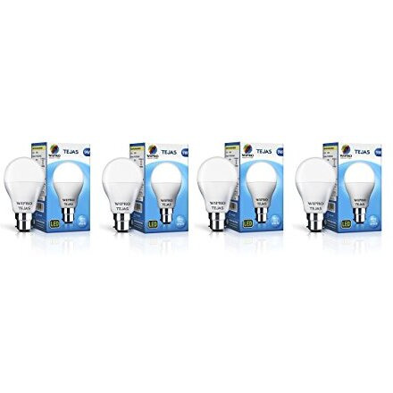Wipro 9W B22 Led White Bulb, Pack Of 4 (Tejas)
