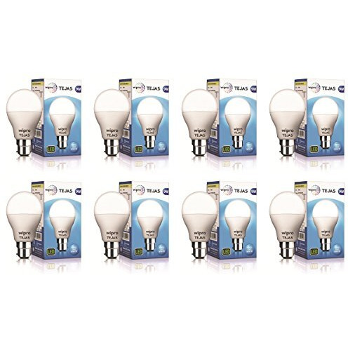 Wipro Tejas 9W Led Bulb For Home & Office |B22 Led Bulb Base |Cool Day White Light (6500K) |4Kv Surge Protection |High Voltage Protection |Eco Friendly Energy Efficient | Pack Of 8