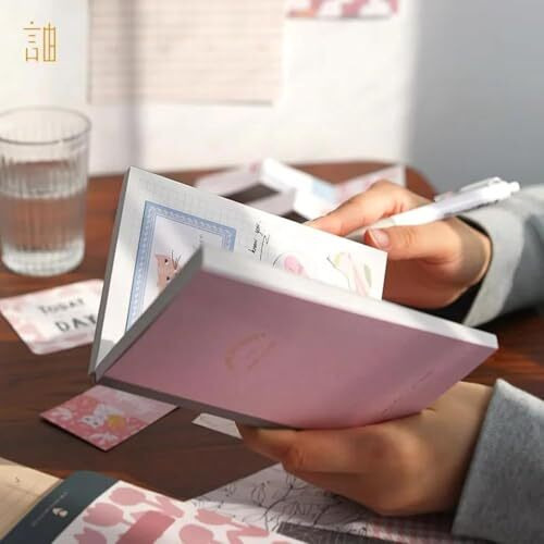 Vibevista Vintage Aesthetic Scrapbook Kit, 346 Pcs, A6 Grid Notebook, Washi , Envelopes, Scrapbook Papers, Folding Labels, Background Papers, Photo Frames, Calendar Stickers, Stickers (Warm Greetings, Pink)