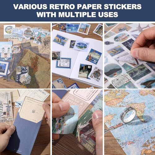Vibe Vista Vintage Aesthetic Scrapbook Kit, 346 Pcs, A6 Grid Notebook, Washi, Envelopes, Scrapbook Papers, Folding Labels, Background Papers, Photo Frames, Calendar Stickers, Stickers (Global Travel)