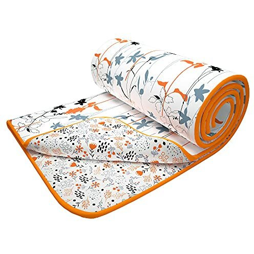 Story@Home Dohar Single Bed 100% Cotton Blankets For Summer | 144X 220Cm, 150Gsm Ac Comforter And Cooling Blankets For Summer | Grey & Yellow | Floral Pattern | Quilt | Ideal For Gifting