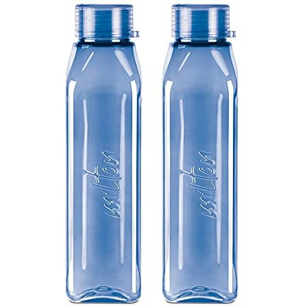 Milton Prime Water Bottles Pack Of 2, 1 Litre Each, Blue, Reusable Plastic Fridge Bottle Set, Bpa Free And Leak Proof Waterbottles For School, Travel, Work