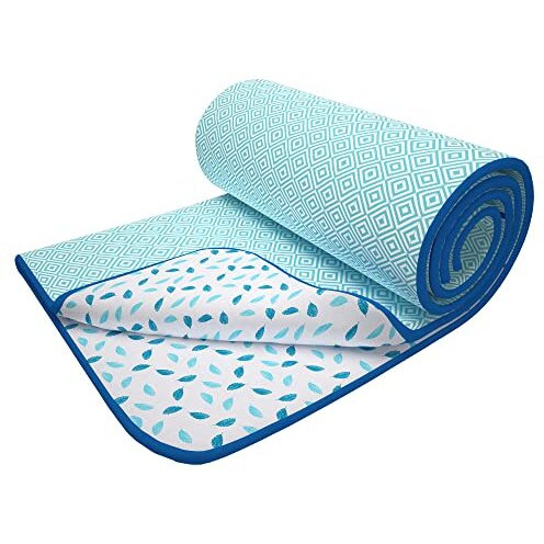 Story@Home Dohar Single Bed 100% Cotton Blankets For Summer | 144X 220Cm, 150Gsm Ac Comforter And Cooling Blankets For Summer | White & Blue | Leaf Pattern | Quilt Blanket | Ideal For Gifting