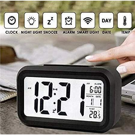 Cbk Digital Alarm Clock Table Clock For Students, Home, Office, Corporate With Automatic Sensor, Date & Temperature. (Black Digital)