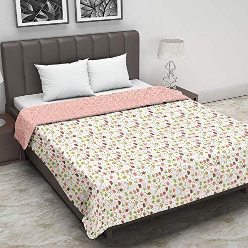 Trance Home Linen Pure Cotton Reversible 200 Tc Dohar Toddler Size | Ac Quilt For Babies | Infants - New Born Blanket | Soft Light-Weight Bed Blanket 0-4 Years Kids(140Cm X 100Cm, Summer Dreams Peach)