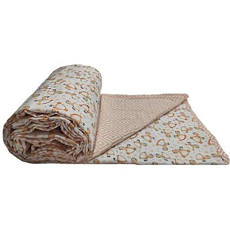 Trance Home Linen 150 Gsm Pure Cotton Reversible Dohar Single Bed Size | Ac Blanket Comforter | Soft Light-Weight Bed Blanket (56 X 88 Inch, Orange Horses, Pack Of 1), 200 Tc Summer Collection