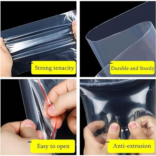 Prokart Premium Ziplock Bags Freezer/Microwave Safe Ziplock Pouch Fridge Food Vegetable Storage Bags Re-Usable, Washable, Transparent Bpa Free (10&quotX 14") (50 Ziplock Pouch)