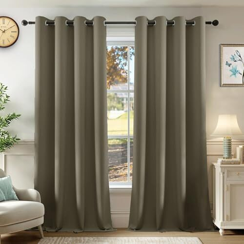 Homemonde Room Darkening Curtain For Window 6 Feet Pack Of 2 - Heavy Polyester 75% Blackout Thick Curtains, Room Privacy And Thermal Insulation - (Urban Ash - 72 Inches)