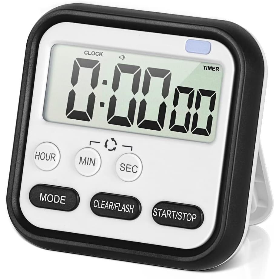 Cbk Digital Kitchen Timer & Stopwatch With Back Stand, Loud Alarm, And Large Digit Countdown Perfect For Baking, Cooking, And Stop Watch Timer For Student Study Table Accessories (Black)