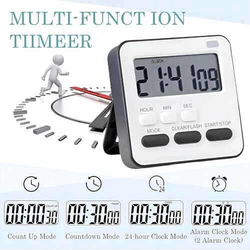 Cbk Digital Kitchen Timer & Stopwatch - Large Digit Countdown, Loud Alarm With Back Stand Ideal For Cooking, Baking, Stop Watch Timer For Study Table Accessories For Students (Multi-Colour)