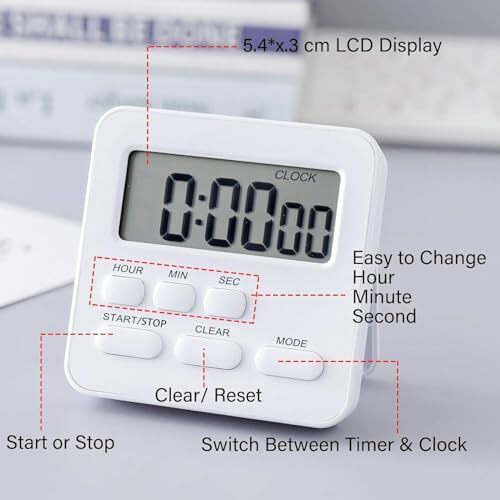 Cbk Digital Kitchen Timer & Stopwatch - Large Digit Countdown, Loud Alarm With Back Stand Ideal For Cooking, Baking, Stop Watch Timer For Study Table Accessories For Students (Multi-Colour)