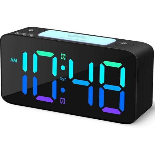 Cbk Digital Alarm Clock Table Clock 7 Inches 15 Rgb Color Display| 7 Color Night Light 4 Level Dimmer | Usb Ports| Super Loud Alarm For Heavy Sleepers (Rgb Colour)