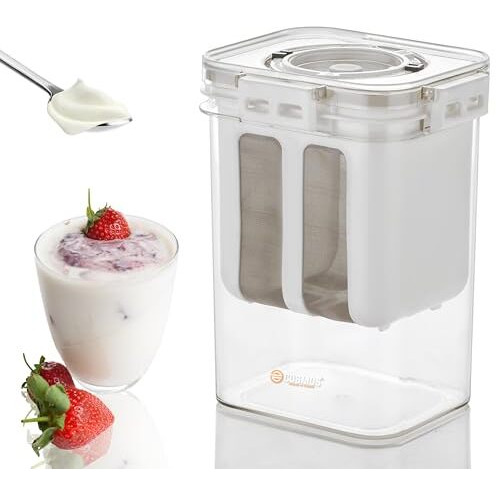 E-Cosmos Greek Yogurt & Hung Curd - 1100Ml Fine Mesh Strainer With Lid | Multifunctional Yogurt Filter | Curd Maker For Home | Perfect For Homemade Yogurt, Curd, Cheese Maker (Greek Yogurt Maker)