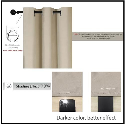 Homemonde Room Darkening Curtain For Long Door 10 Feet Pack Of 1 - Heavy Polyester 70% Blackout Thick Curtains, Room Privacy And Thermal Insulation - (Beige - 120 Inches)