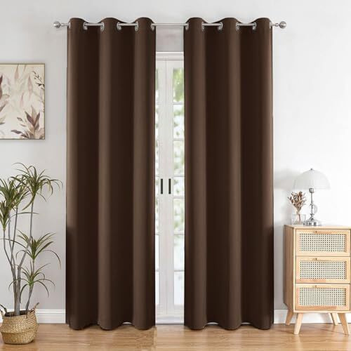 Homemonde Room Darkening Curtain For Long Door 10 Feet Pack Of 1 - Heavy Polyester 97% Blackout Thick Curtains, Room Privacy And Thermal Insulation - (Dark Brown - 120 Inches)