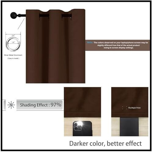 Homemonde Room Darkening Curtain For Long Door 10 Feet Pack Of 1 - Heavy Polyester 97% Blackout Thick Curtains, Room Privacy And Thermal Insulation - (Dark Brown - 120 Inches)