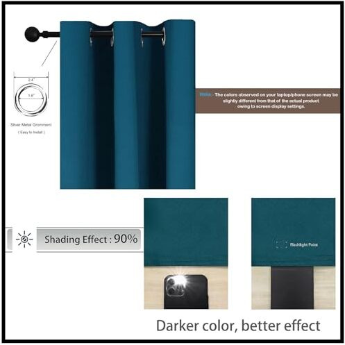 Homemonde Room Darkening Curtain For Window 6 Feet Pack Of 1 - Heavy Polyester 90% Blackout Thick Curtains, Room Privacy And Thermal Insulation - (Blue - 72 Inches)