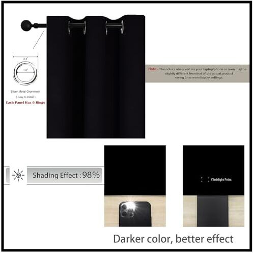Homemonde Room Darkening Curtain For Window 6 Feet Pack Of 1 - Heavy Polyester 98% Blackout Thick Curtains, Room Privacy And Thermal Insulation - (Black - 72 Inches)