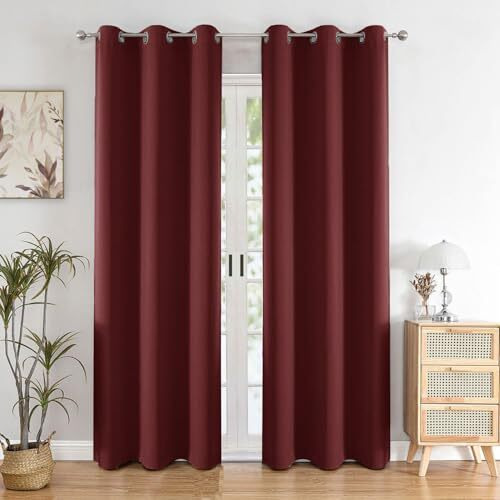 Homemonde Room Darkening Curtain For Long Door 10 Feet Pack Of 2 - Heavy Polyester 90% Blackout Thick Curtains, Room Privacy And Thermal Insulation - (Maroon - 120 Inches)