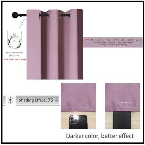 Homemonde Room Darkening Curtain For Window 6 Feet Pack Of 1 - Heavy Polyester 75% Blackout Thick Curtains, Room Privacy And Thermal Insulation - (Lavender - 72 Inches)